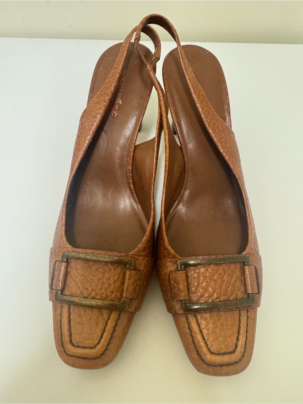 Banana Republic Tan Brown Leather Slingback Mules